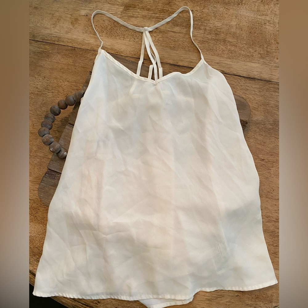 Abercrombie and Fitch Women’s Small 100%‎ Poly Cream Boho Decorative Strap Tank